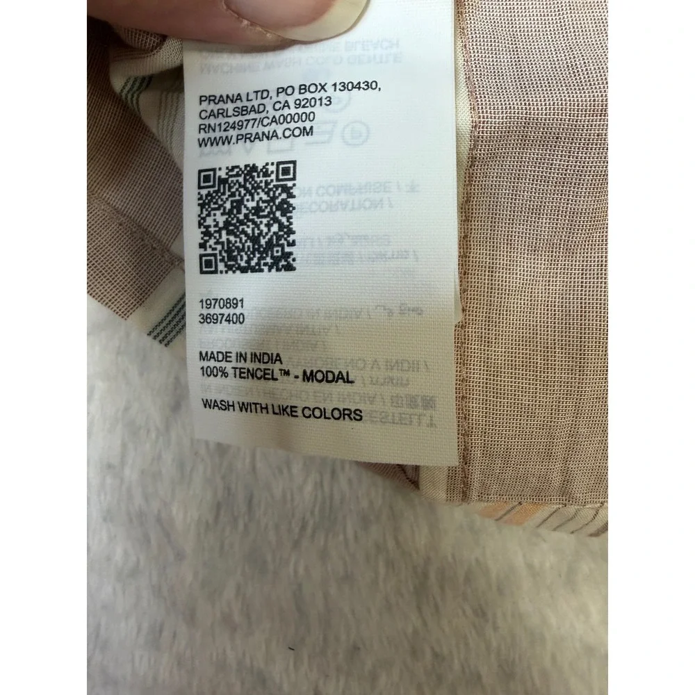 Prana Iguala Top‎ Clay Stripe Tencel Modal Button Down Shirt Womens Medium NEW